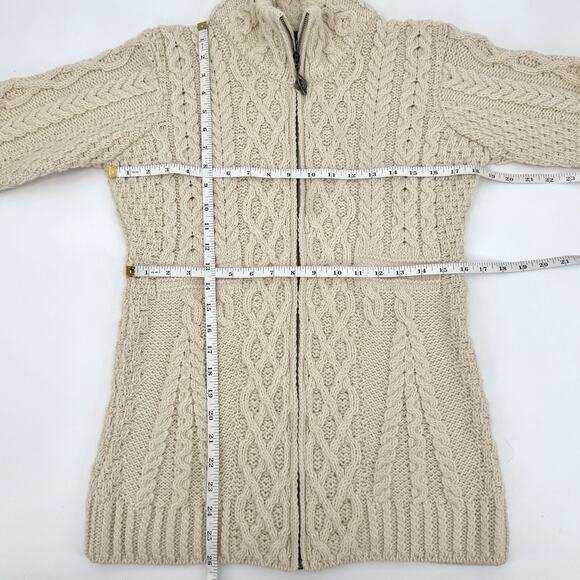 Aran Woollen Mills Cable Aran Full Zip Cardigan Women’s SMALL Merino Wool Chunky - Picture 8 of 10